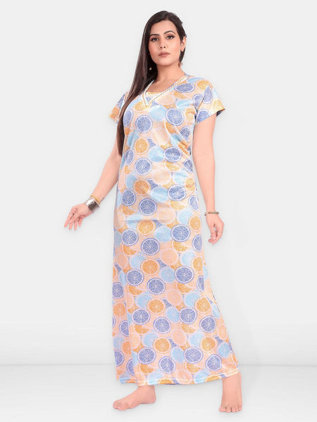Be You Printed Women Tropical Printed Maxi Sweat Nightdress