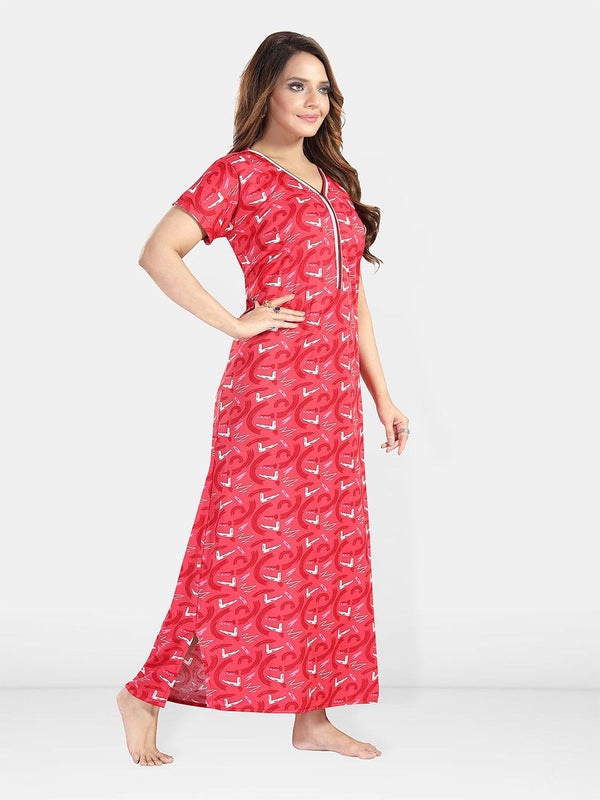 Be You Women Printed Maxi Nightdress