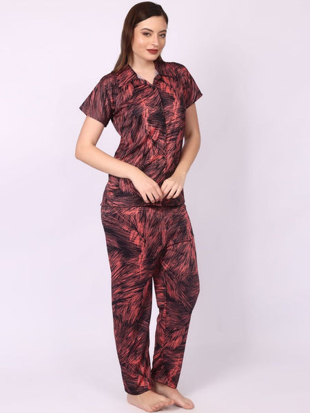 Be You Women Abstract Printed Shirt & Pyjama Night suit