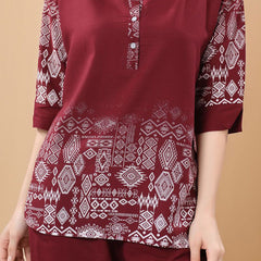 Be You Printed Mandarin Collar