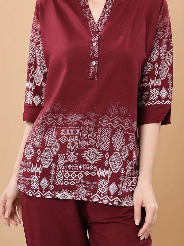 Be You Printed Mandarin Collar