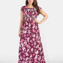 Be You Floral Printed Square Neck Maxi Regular Nightdress