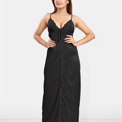 Be You Women Sleeveless Satin Maxi Nightdress