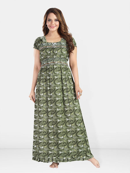 Be You Printed Smocked Maxi Nightdress
