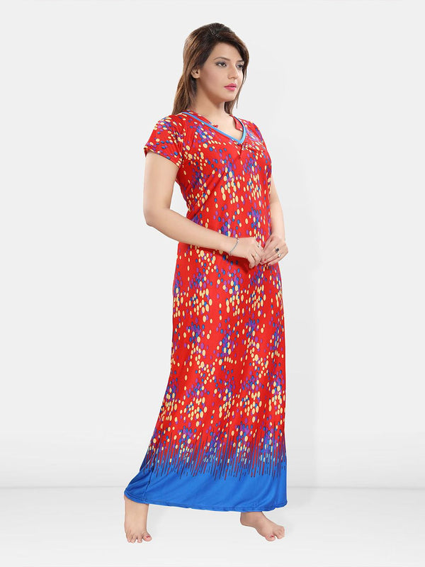 Be You Women Polka Dots Printed Maxi Nightdress