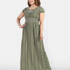 Be You Women Geometric Printed Maxi Nightdress