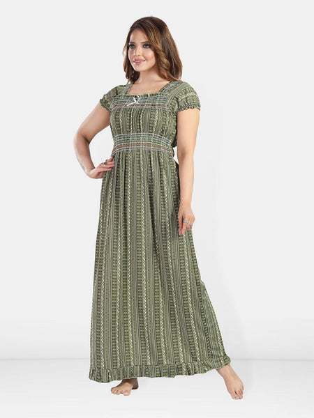 Be You Women Geometric Printed Maxi Nightdress