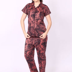 Be You Women Abstract Printed Shirt & Pyjama Night suit