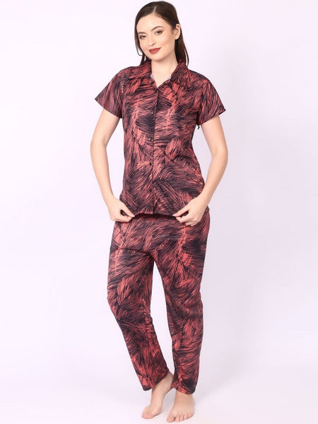 Be You Women Abstract Printed Shirt & Pyjama Night suit