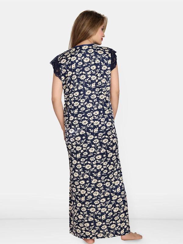 Be You Women Printed Maxi Nightdress