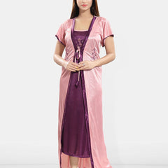 Be You Embroidered Satin Maxi Nightdress With Robe