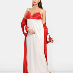 Be You Women Shoulder Straps Maxi Nightdress with Robe