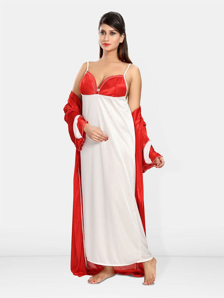 Be You Women Shoulder Straps Maxi Nightdress with Robe