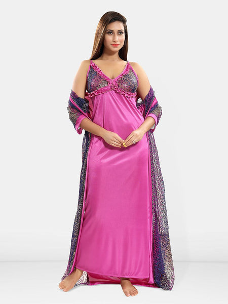 Be You Set of 2 Satin Maxi Wrap Nightdress