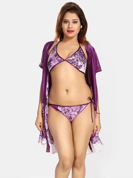 Be You Satin Floral Printed Nightwear Set