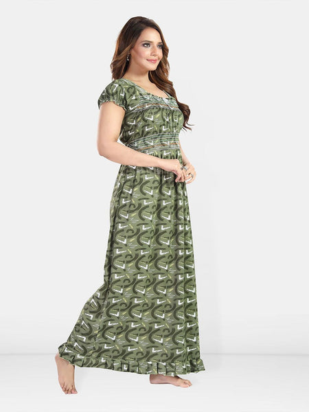 Be You Printed Smocked Maxi Nightdress