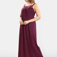 Be You Lace Women Lace Cotton Maxi Nightdress