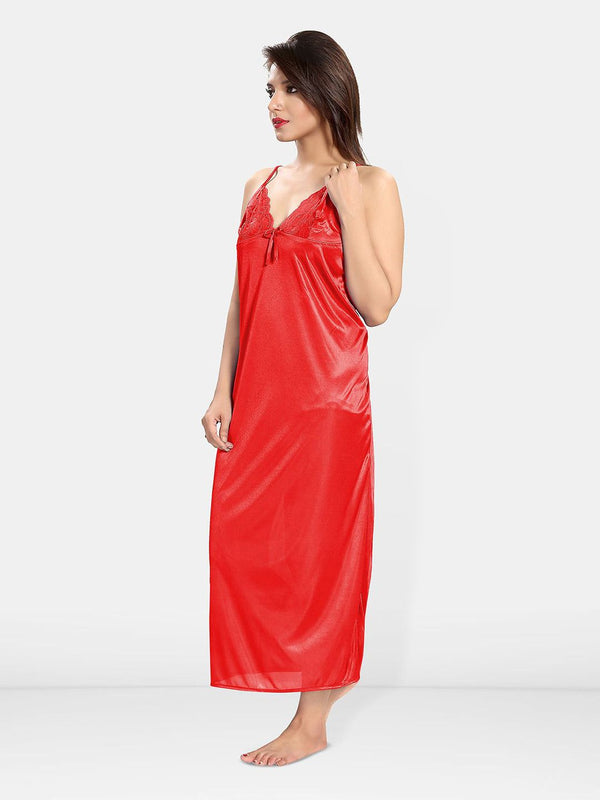 Be You Women Shoulder Straps Maxi Nightdress with Robe