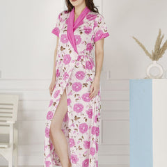 Be You Women Floral Printed Maxi Wrap Nightdress