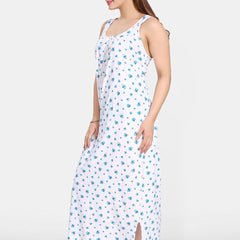 Be You Women Printed A-line Maxi Nightdress