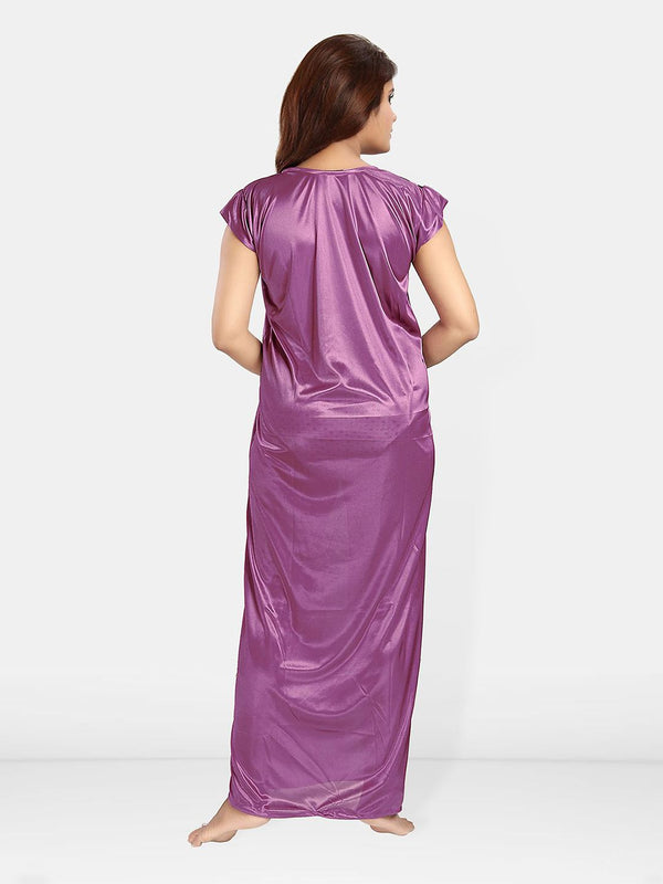 Be You Women Printed V-Neck Maxi Nightdress with Robe