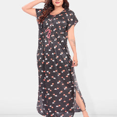 Be You Women Printed Satin Maxi Nightdress