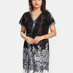 Be You Women Satin Floral Printed Nightwear Set
