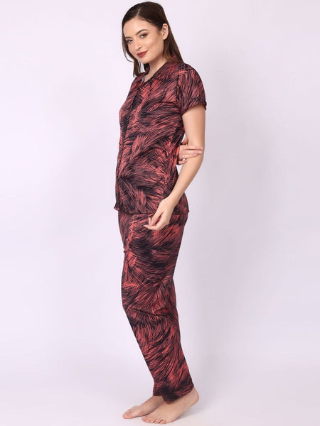 Be You Women Abstract Printed Shirt & Pyjama Night suit