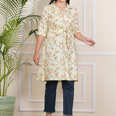 Be You Floral Printed Pure Cotton A-Line Kurta