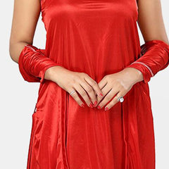 Be You Women Satin Nightwear Set-4 Pcs