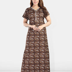 Be You Geometric Printed V-Neck Maxi Regular Nightdress
