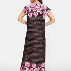 Be You Women Satin Printed Short Sleeves Maxi Maternity Nightdress