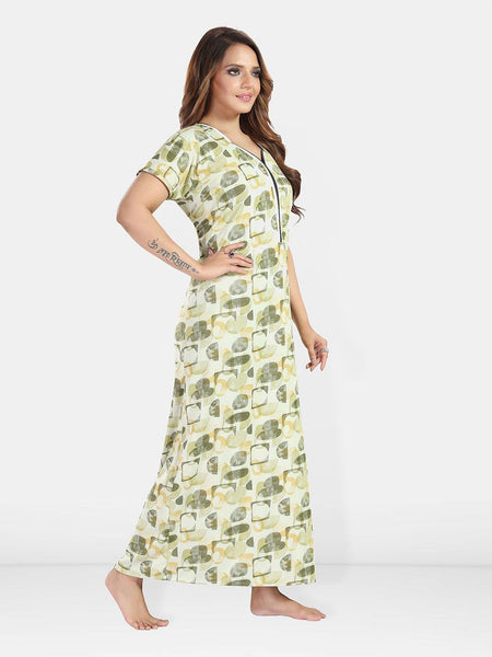 Be You Women Printed Satin Maxi Nightdress