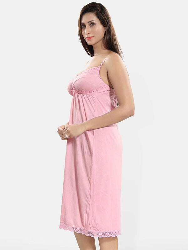 Be You Women Shoulder Strap Knee Length Empire Nightdress