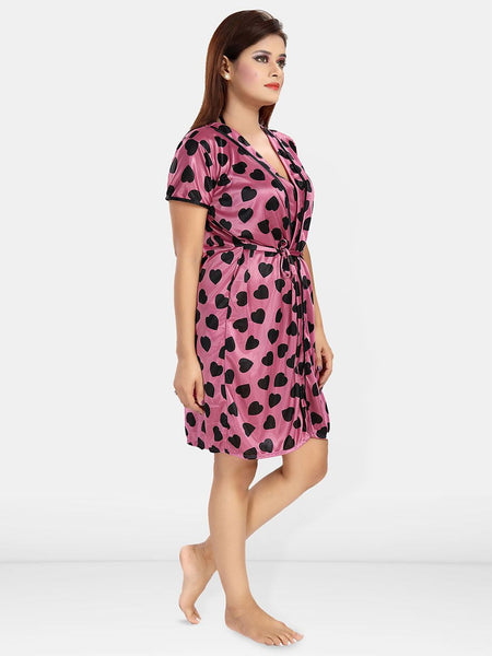 Be You Women Conversational Printed Wrap Nightdress