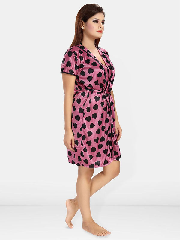 Be You Women Conversational Printed Wrap Nightdress