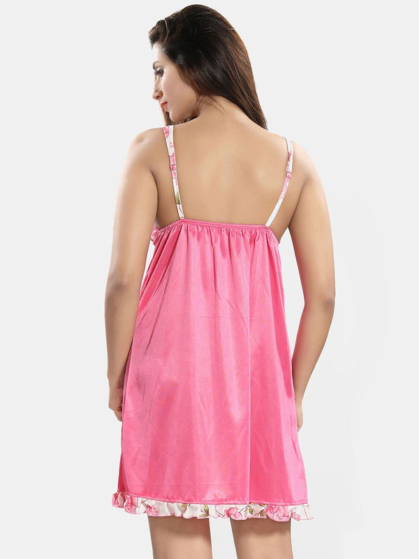 Be You Women Floral Printed Sleeveless Satin Wrap Nightdress With Robe