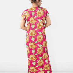 Be You Women Short Sleeves V-Neck Maxi Nightdress