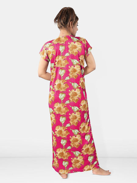 Be You Women Short Sleeves V-Neck Maxi Nightdress