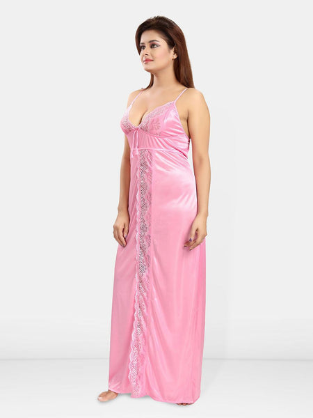 Be You Women Shoulder Straps Satin Maxi Nightdress