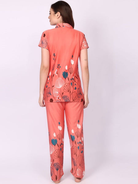 Be You Women Floral Printed Top & Pyjama Night suit