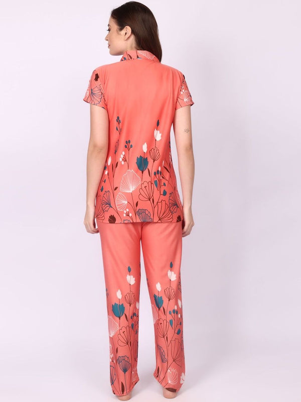 Be You Women Floral Printed Top & Pyjama Night suit