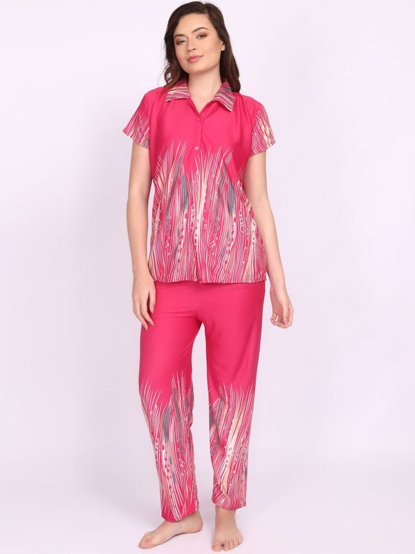 Be You Women Floral Printed Satin Night suit