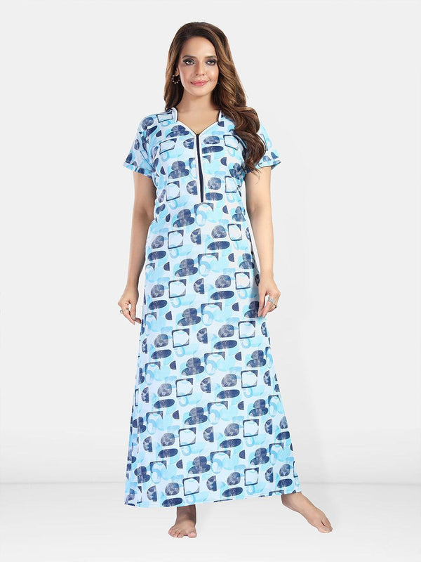 Be You Women Printed Satin Maxi Nightdress