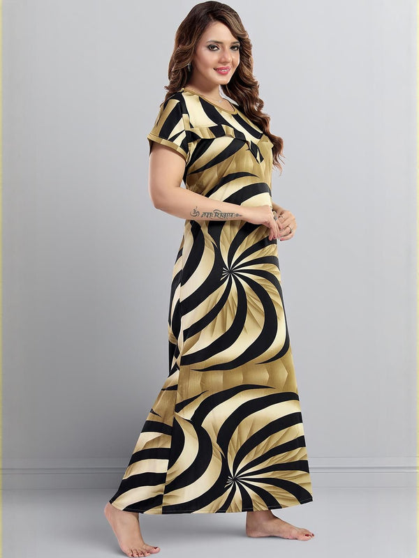 Be You Sarina Satin Spiral Printed Maternity Maxi Nightdress