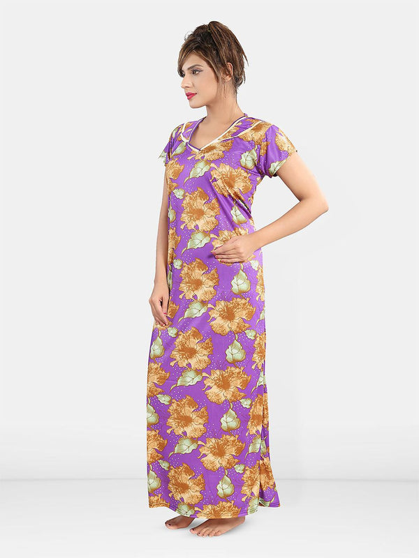 Be You Floral Printed Satin Maxi Nightdress