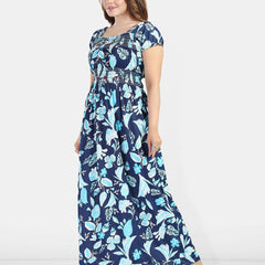 Be You Women Floral Printed Satin Maxi Nightdress