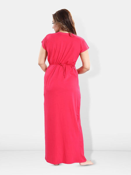 Be You Solid Short Sleeves Maxi Nightdress