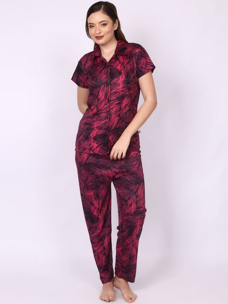 Be You Women Abstract Printed Shirt & Pyjama Night suit