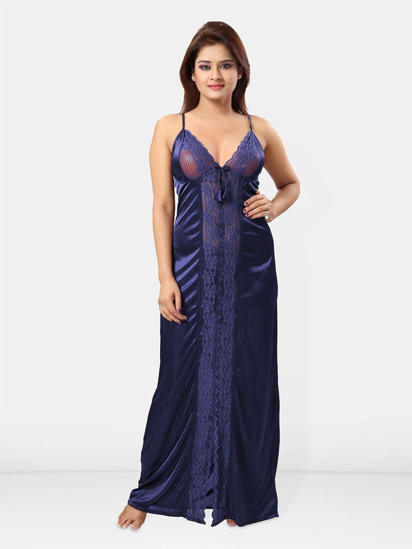 Be You Women Shoulder Straps Satin Maxi Nightdress